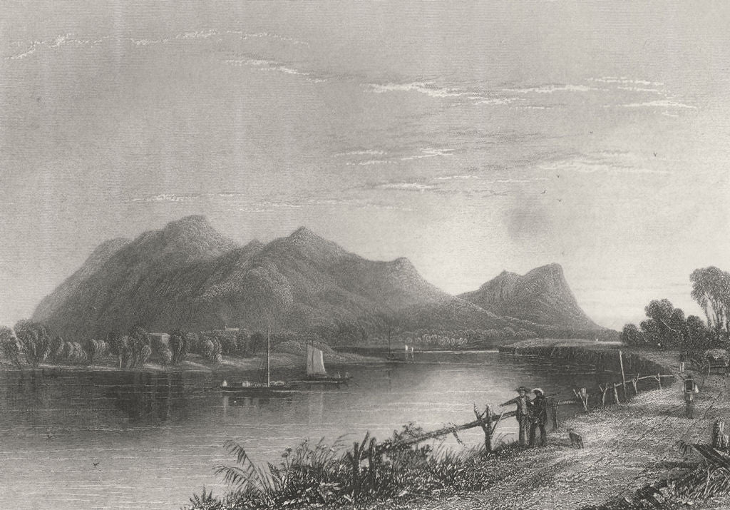 Mount Tom and the Connecticut River, Massachusetts. WH BARTLETT 1840 old print